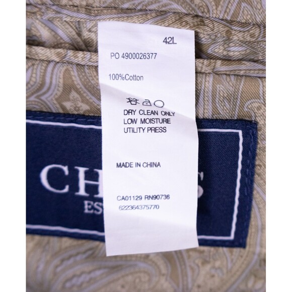 Chaps Mens Two Button Blazer Corduroy Sport Coat Jacket Cotton Beige Size 42L - Picture 11 of 13